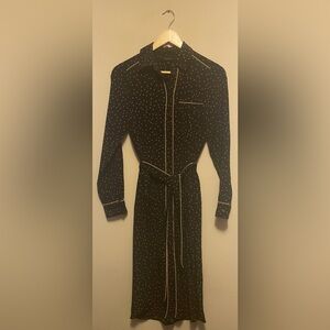 Who What Wear Black and Tan Polka Dot Shirt Dress